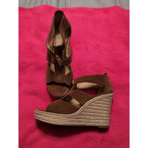 michael Kors Damita Wedge Espadrille Heels Suede Sandals Size 9M, PW16K - Picture 1 of 11